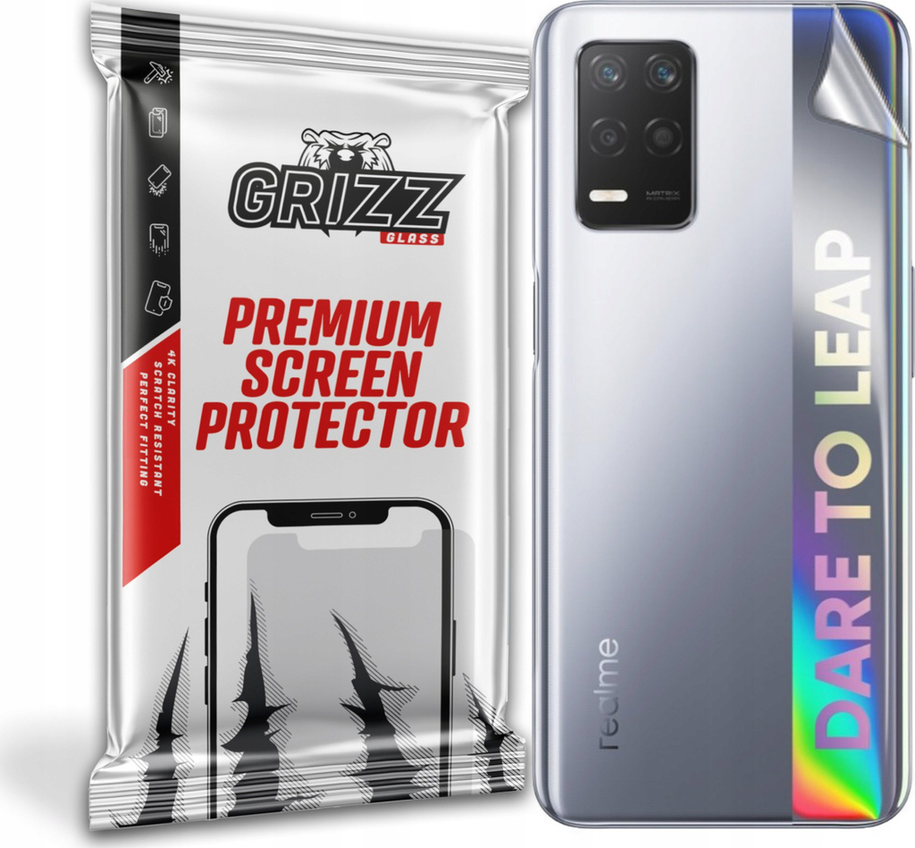 Folie mbrojtëse për pjesën e pasme GrizzGlass për Realme Q3 5G, transparente