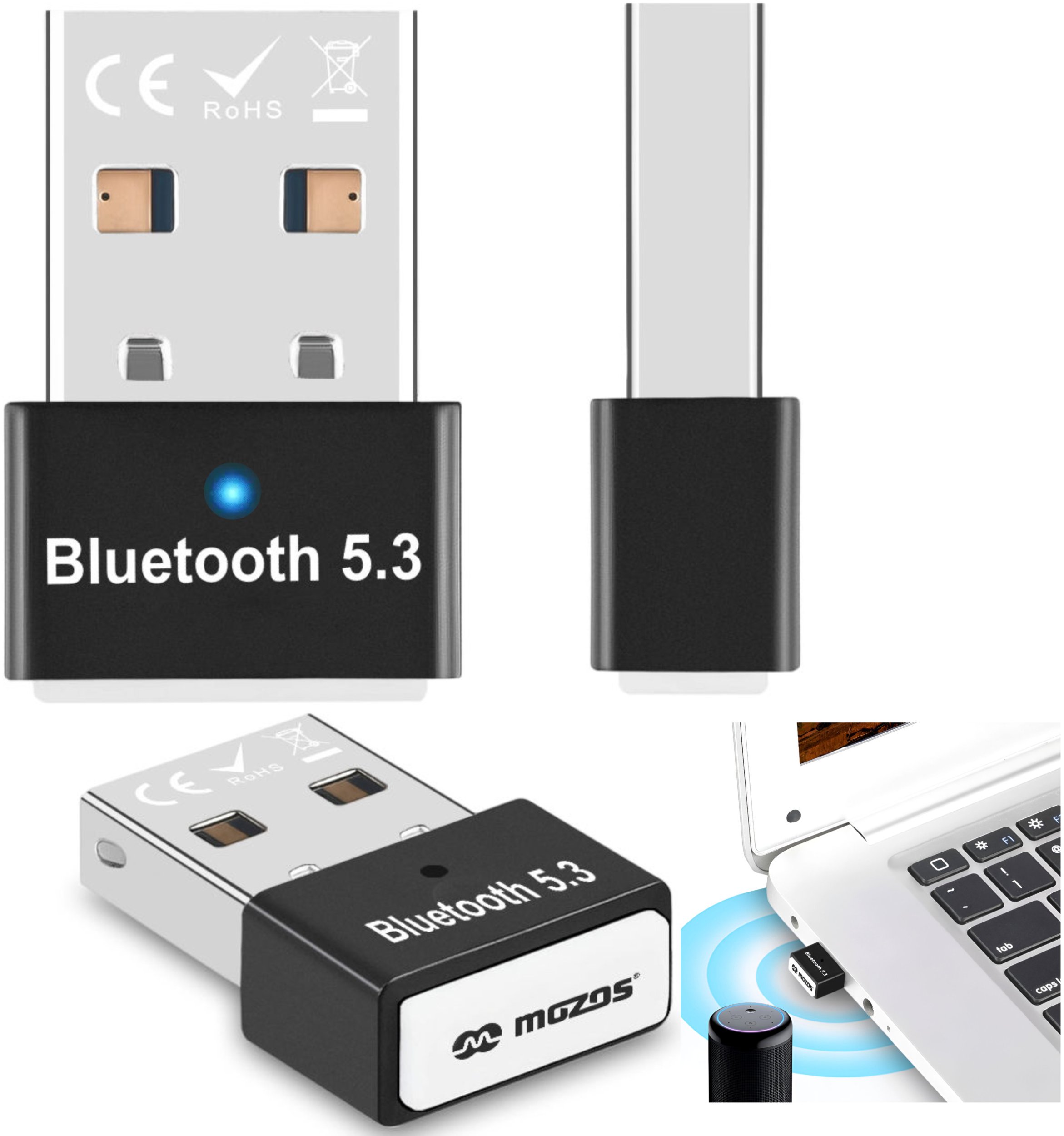 Adapter Bluetooth USB Mozos RTL812, 2.4 GHz, rreze 20 m, i zi