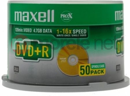 Disk DVD+R Maxell 16x, 4.7GB, paketim 50 copë