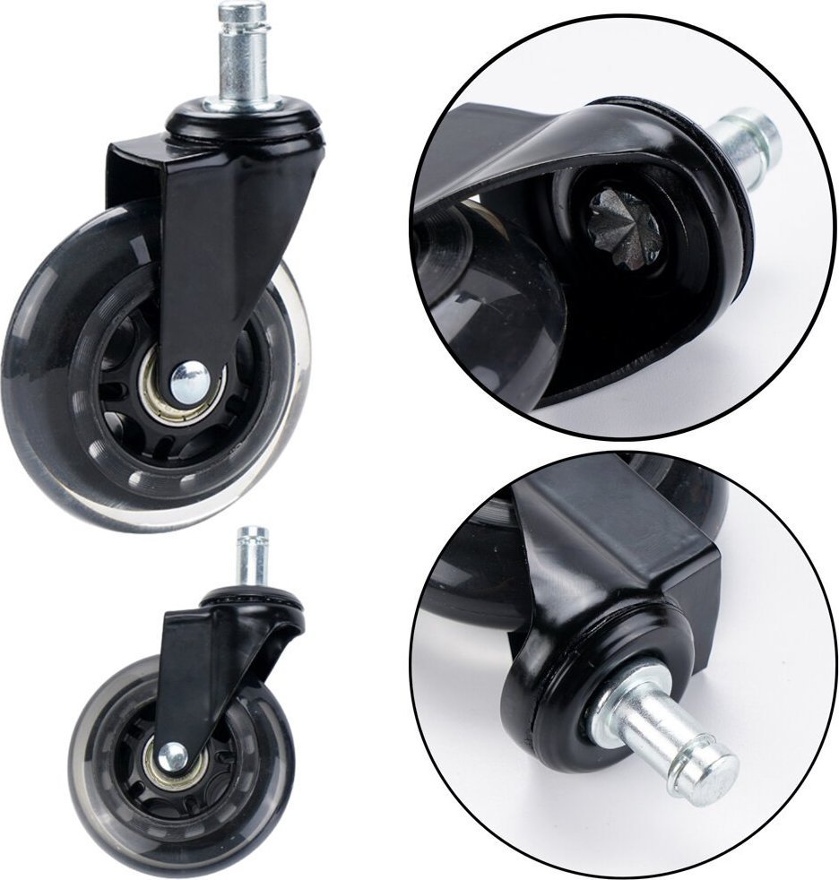 Rrotë gome për karrige, poliuretan, deri 50 kg, transparente