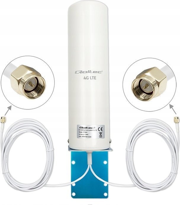 Antena e jashtme 4G LTE Qoltec DUAL, 5 dBi, omnidireksionale, e bardhë
