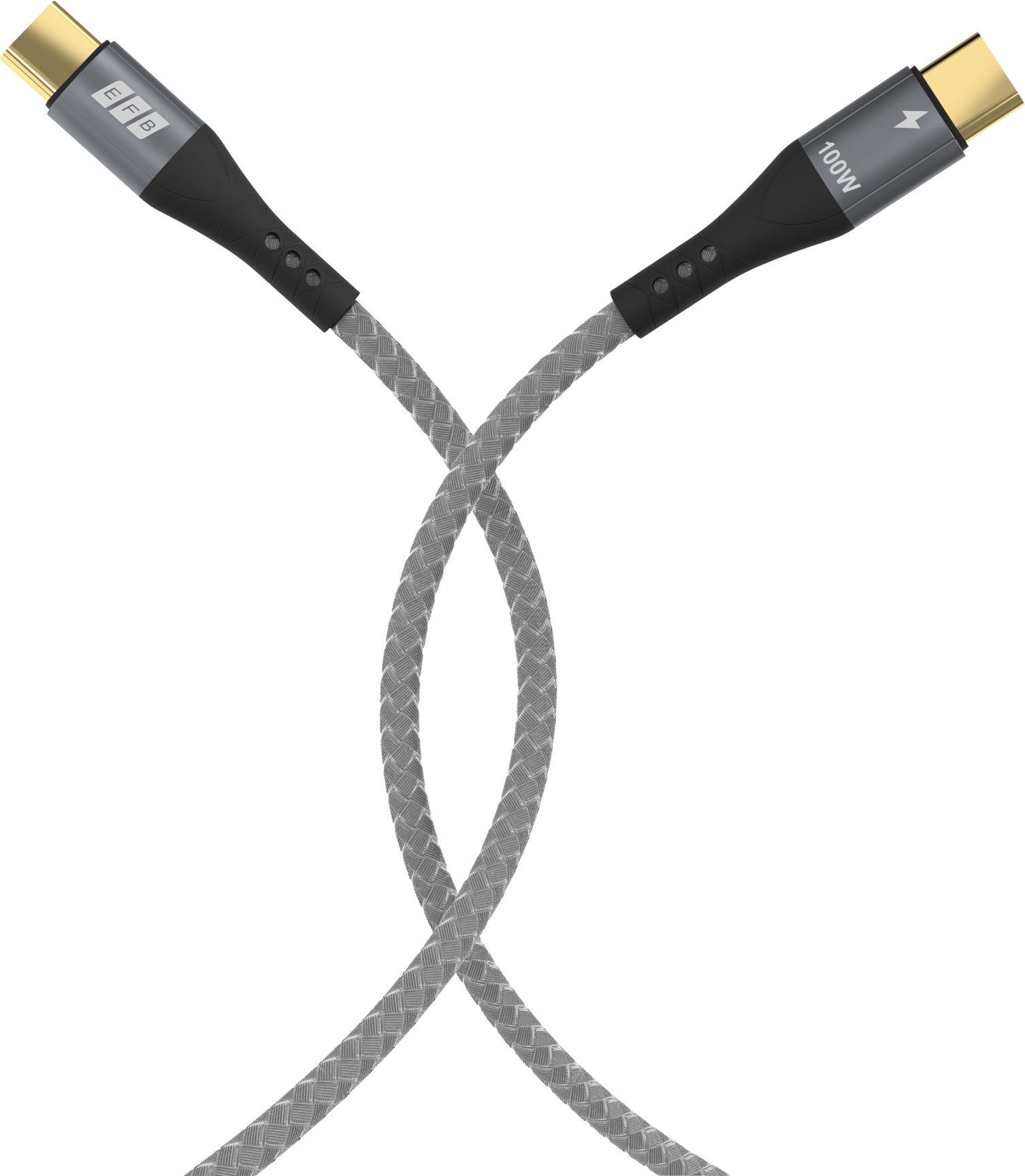Kабел USB-C EFB Elektronik USB 2.0, сет 2x2m, 100W PD 3.0, сив