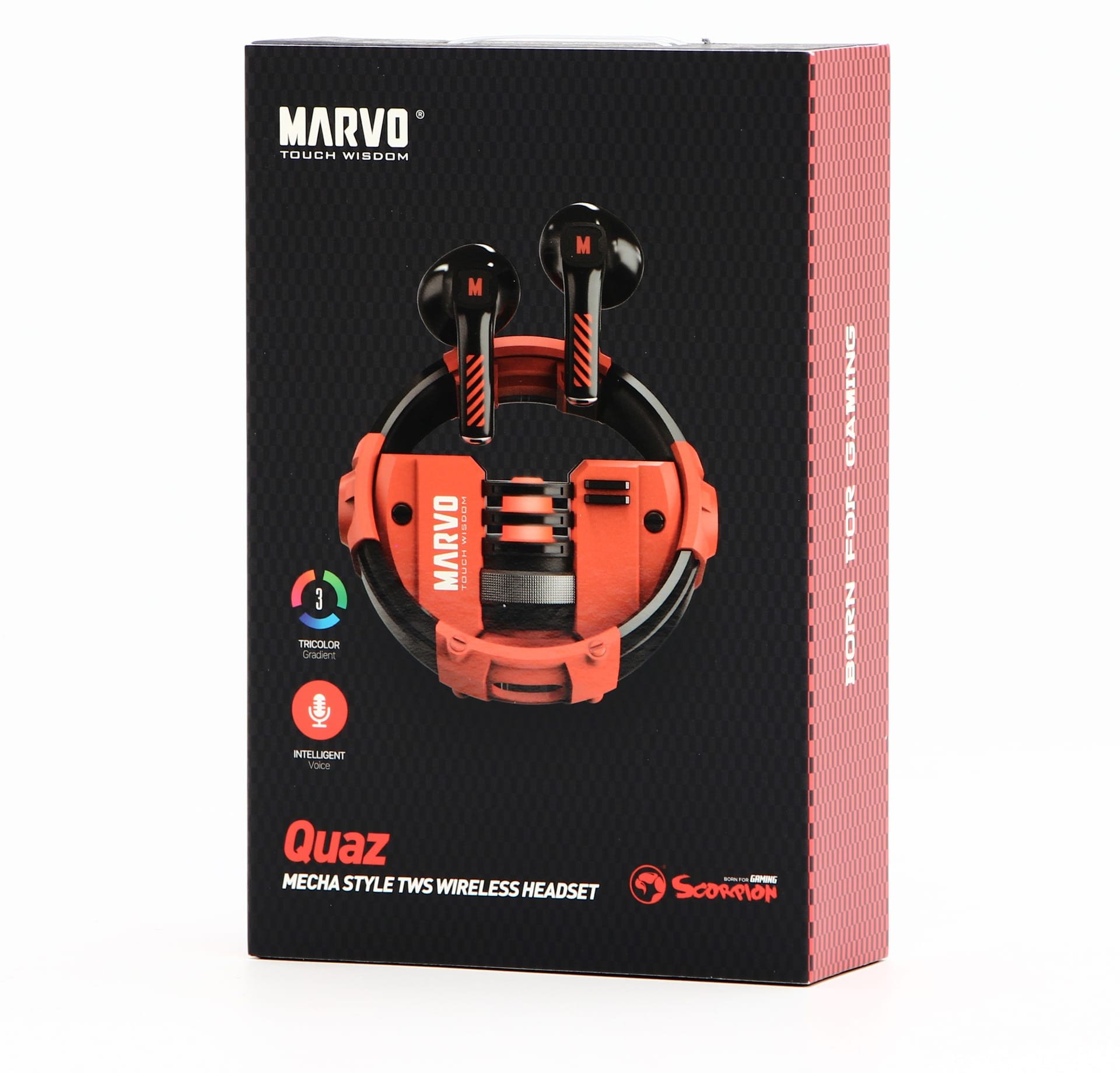 Kул слушалки TWS Marvo QUAZ, Bluetooth 5.3, метална кутија со USB C, црни