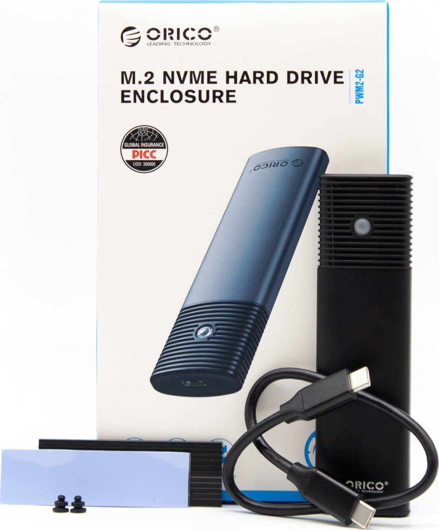 Kuti për SSD Orico M2 NVMe PWM2 G2 BK EP, USB C 10Gbps, alumini, e zezë