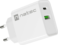 Универзален полнач Natec Ribera 20W, 1x USB A, 1x USB C, бел