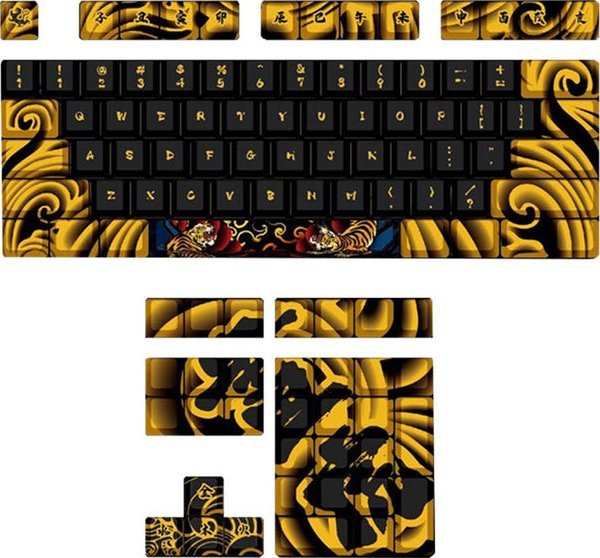 Set tastesh Traitors TIGER SKETCH Limited, PBT, layout US, i zi e i verdhë