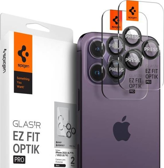 Mbrojtës kamerë Spigen Optik.tr ez Fit, xham i temperuar, për iPhone 14 Pro 14 Pro Max, i zi