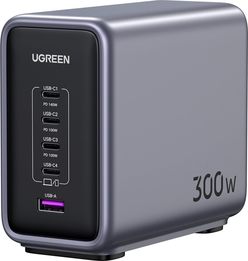 Karikues desktop Ugreen Nexode 300W, 4x USB C 1x USB A, PD 3.1 GaN, gri