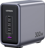 Karikues desktop Ugreen Nexode 300W, 4x USB C 1x USB A, PD 3.1 GaN, gri