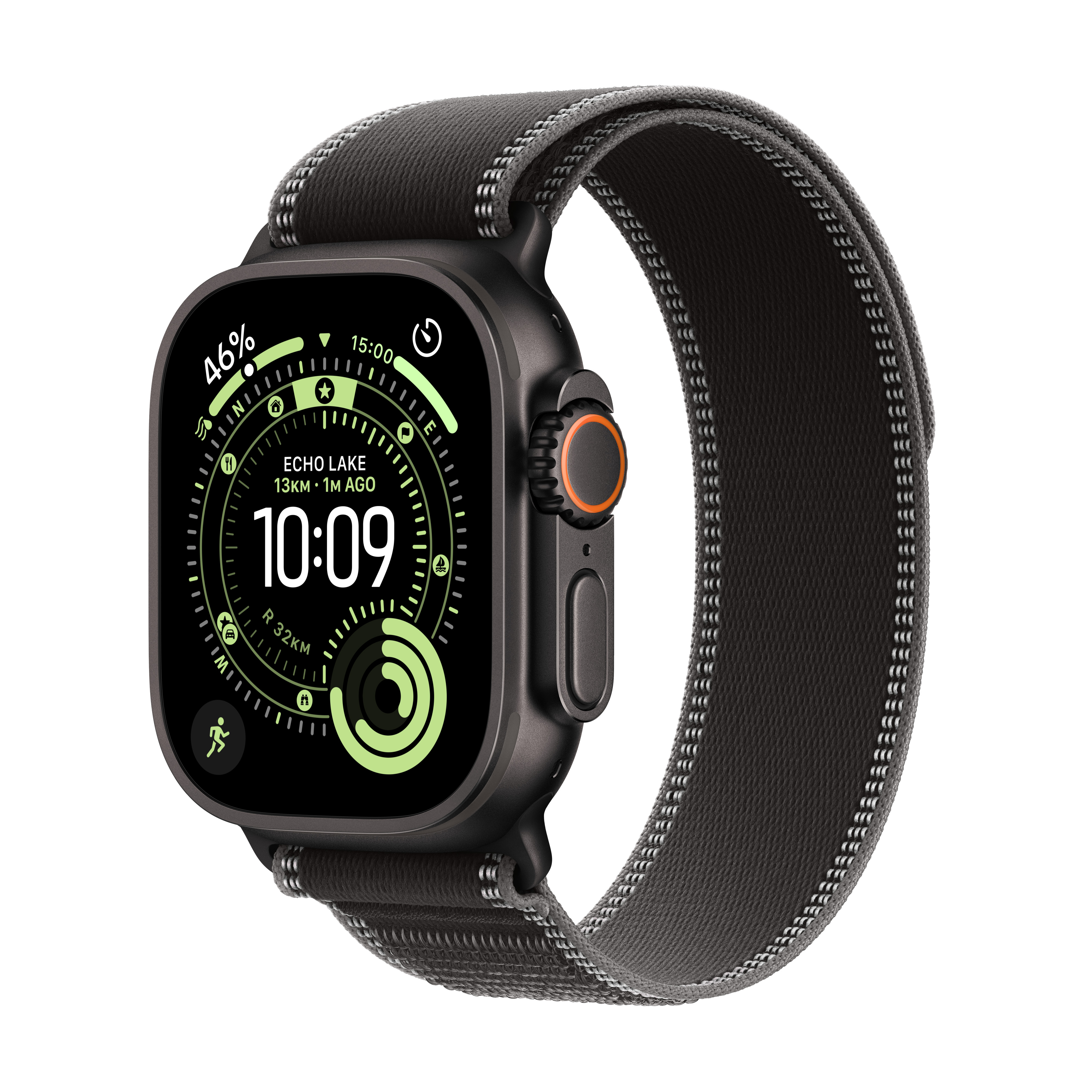Apple Watch Ultra 3 Cellular 49mm Black Titanium Case with Black/Charcoal Trail Loop, M/L