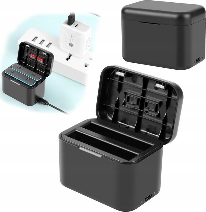 Karikues USB për bateri Puluz PU999B, për 2 bateri Insta360 X4, i zi