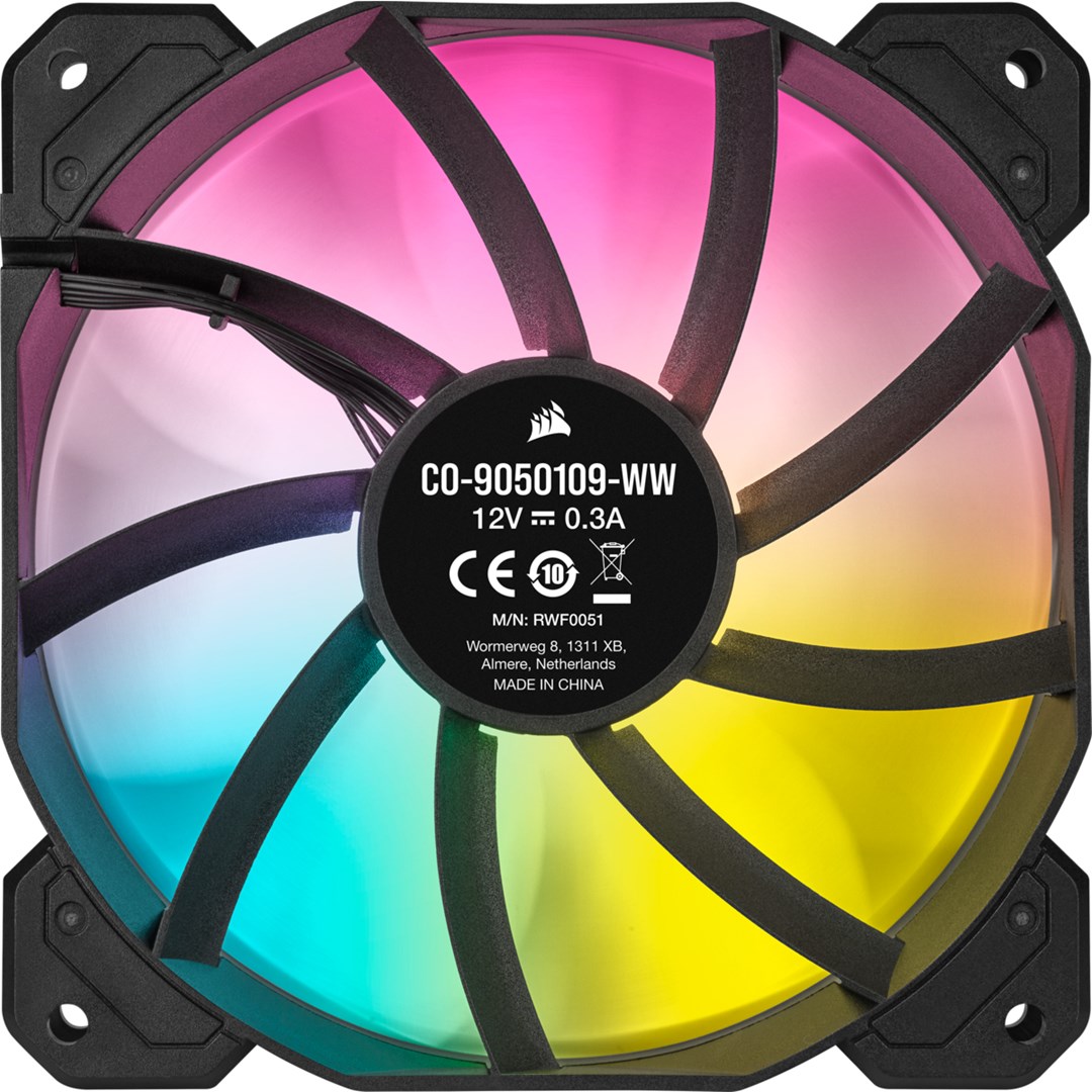 Set ventilatorë CORSAIR iCUE SP120 RGB ELITE, 120mm, PWM, 1500 RPM, i zi
