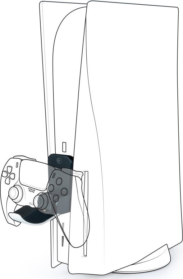 Stendë vertikale Nacon për PS5, me karikues DualSense, me port USB A, e zezë