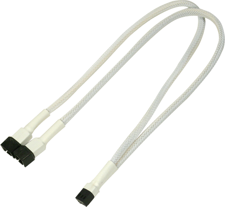 Kabllo ndarëse Nanoxia 2x 3-pin, 0.3m, e bardhë