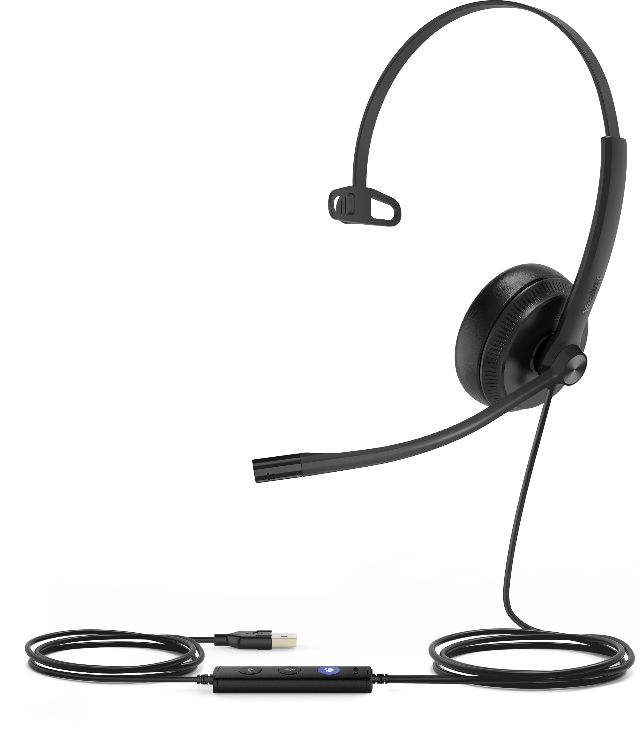 Жичани канцелариски слушалки Yealink со лента за на глава, со кабел, со микрофон, црни