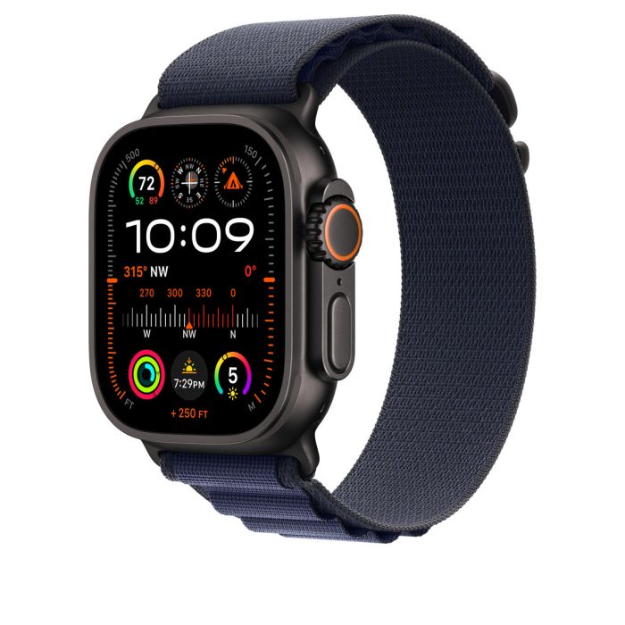 Apple Watch 49mm Loop, Navy Alpine Loop, Black Titanium Finish, L