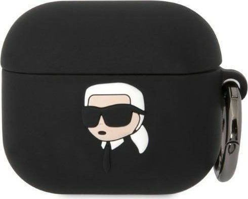 Mbulesë Karl Lagerfeld AirPods 3 Silicone Case 3D Logo NFT, me unazë, e zezë