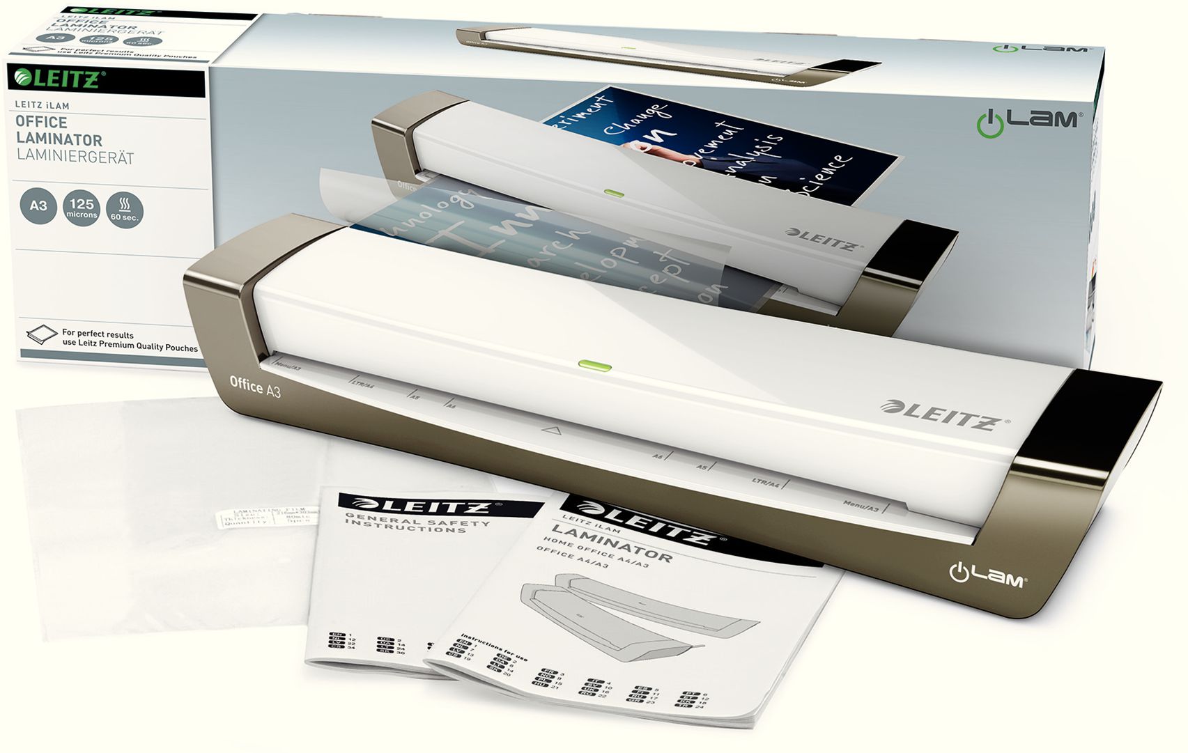 Laminator Leitz iLAM Office A3, 80 125 mikron, argjendtë