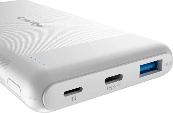 Powerbank Canyon PB-109, 10000mAh, PD QC 3.0 Lightning, i bardhë