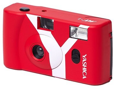 Aparat fotografik filmi Yashica MF-1, kompakt 35mm, me blic, i kuq