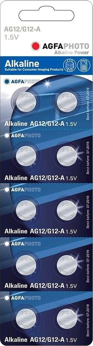 Алкални батерии Агфа LR43, 1.5V, сет 10 парчиња, сребрени