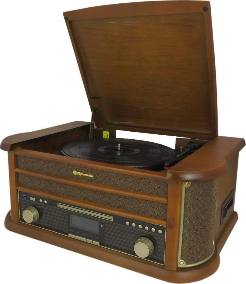 Gramafon Roadstar HIF-1993D BT, CD dhe kasetë, Bluetooth, dru