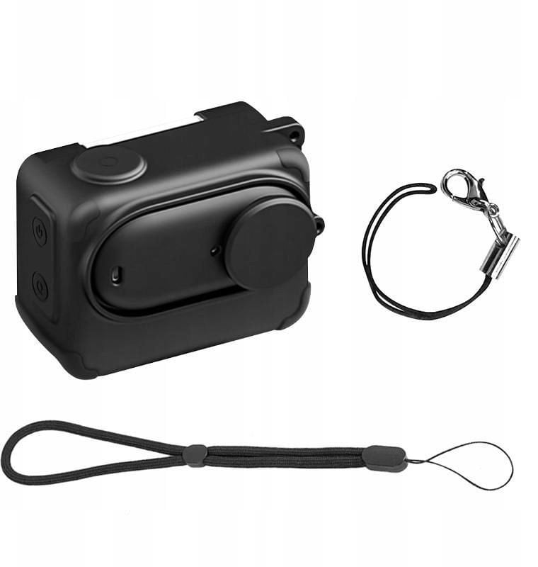 Këllëf silikoni PULUZ PU772B për Insta360 GO 3S, kapak lenteje, rrip dore, i zi