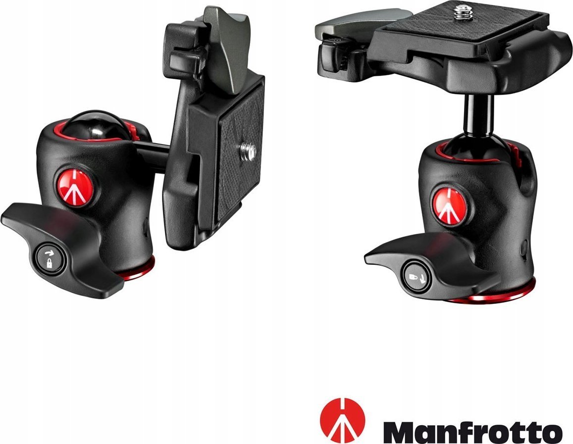 Kokë tripodi Manfrotto 490 Center Ball Head, e lehtë, kompakte, e zezë