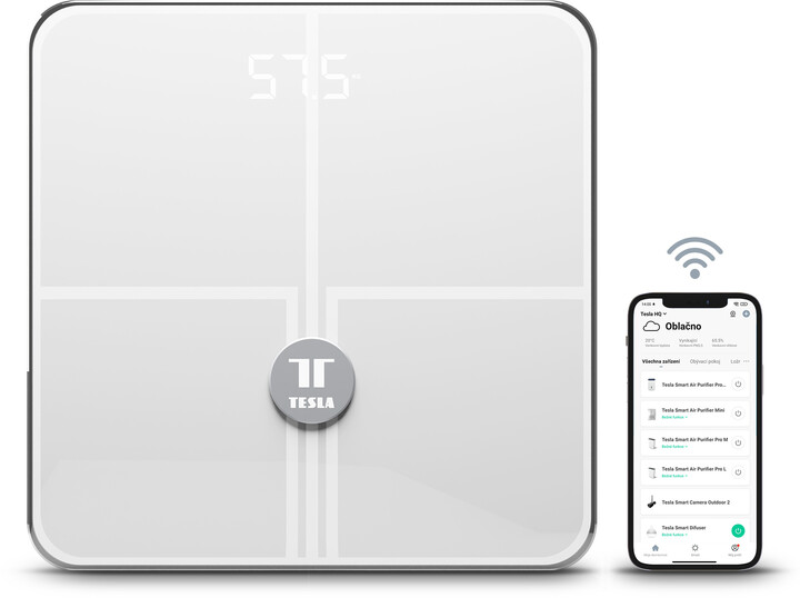 Peshore e mençur Tesla Smart Composition Scale Style Wi-Fi, e bardhë