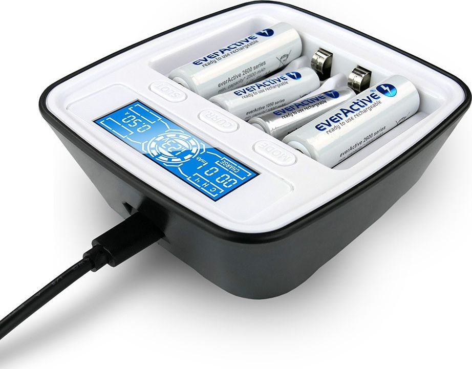 Karikues baterish EverActive NC-1000M, 4 kanale, ekran LCD, gri