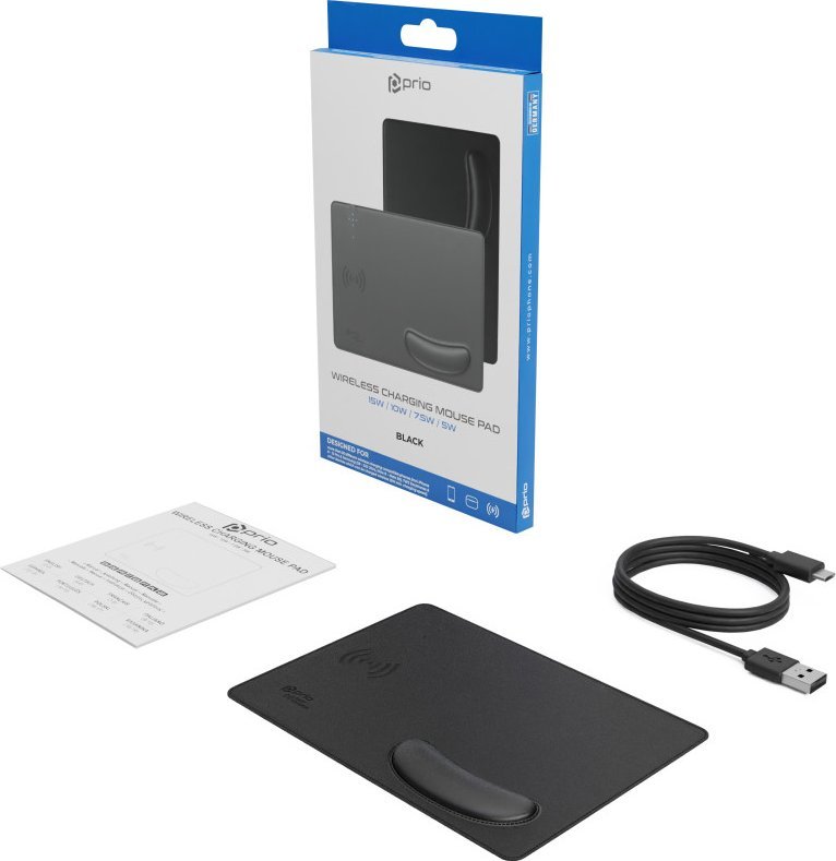 Mousepad me karikim wireless Prio, 15W, USB C, i zi
