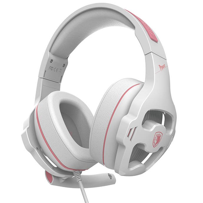 Kufje gaming Sades Ppower SA-726, 3.5mm, me mikrofon, rozë