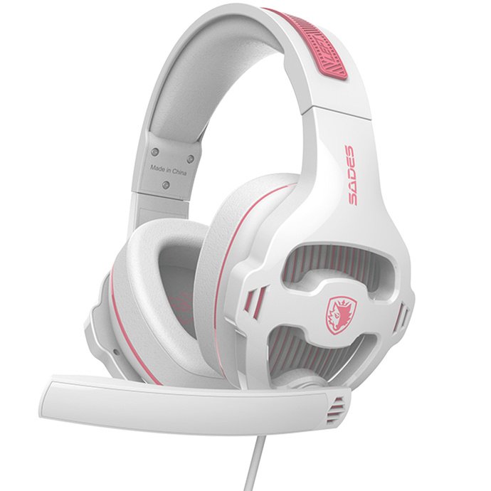 Kufje gaming Sades Ppower SA-726, 3.5mm, me mikrofon, rozë