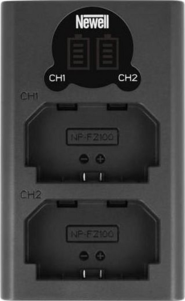 Двоканален полнач за батерии Newell DL-USB-C, за NP-FZ100, USB-C, црн