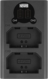 Двоканален полнач за батерии Newell DL-USB-C, за NP-FZ100, USB-C, црн