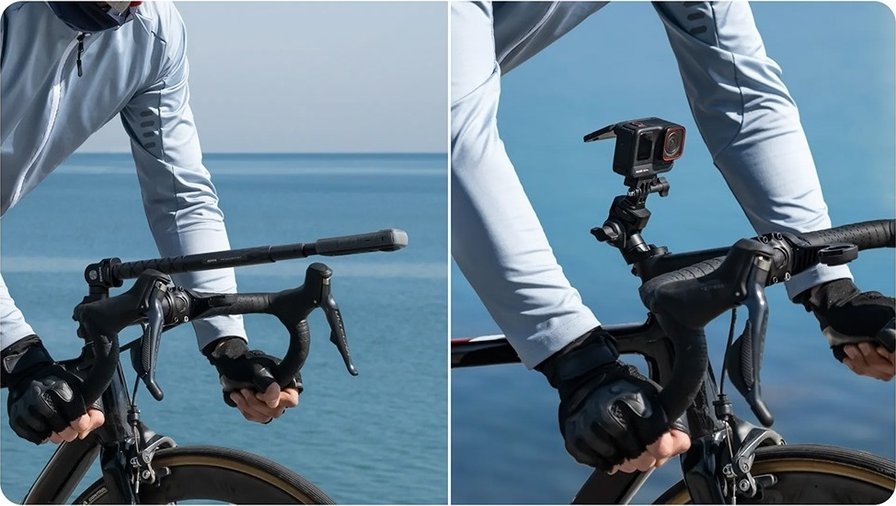 Mbajtëse timoni për biçikletë Insta360 Bike Headset Cap Mount, montim në kapakun e kuadros, e zezë