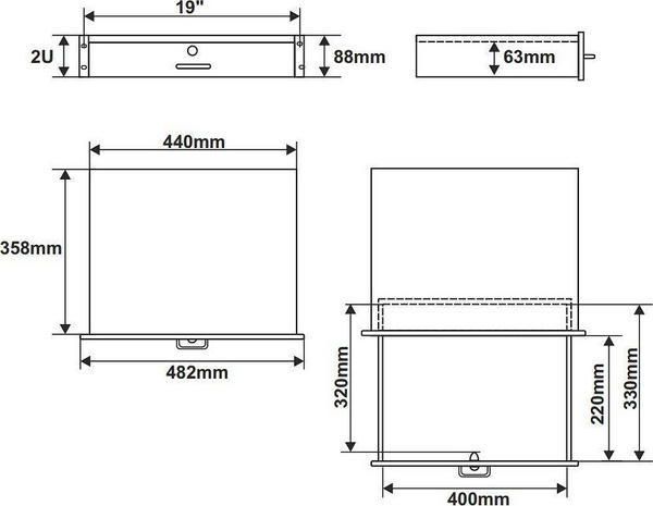 Sirtar RACK Pulsar Drawer 19" 2U RAS-R2, metalik, me kyç, i zi