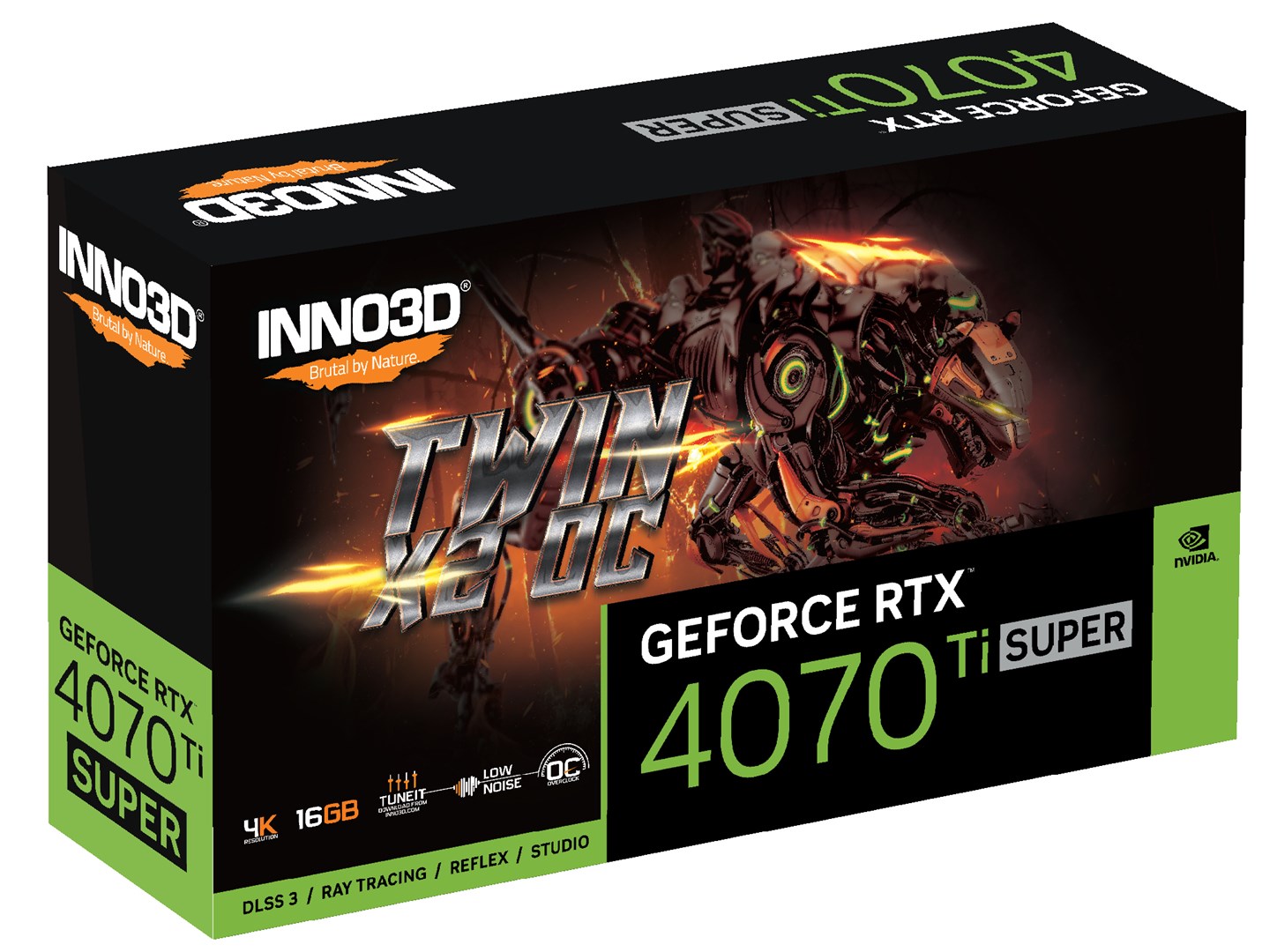 Kartelë grafike Inno3D GeForce RTX 4070 Ti SUPER Twin X2 OC, 16GB GDDR6X, e zezë