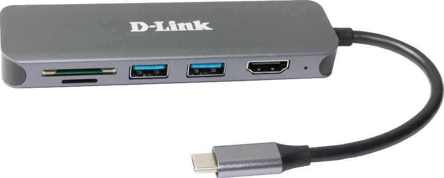 USB HUB Ди-Линк DUB-2327, 6 во 1, USB-C, HDMI, сива