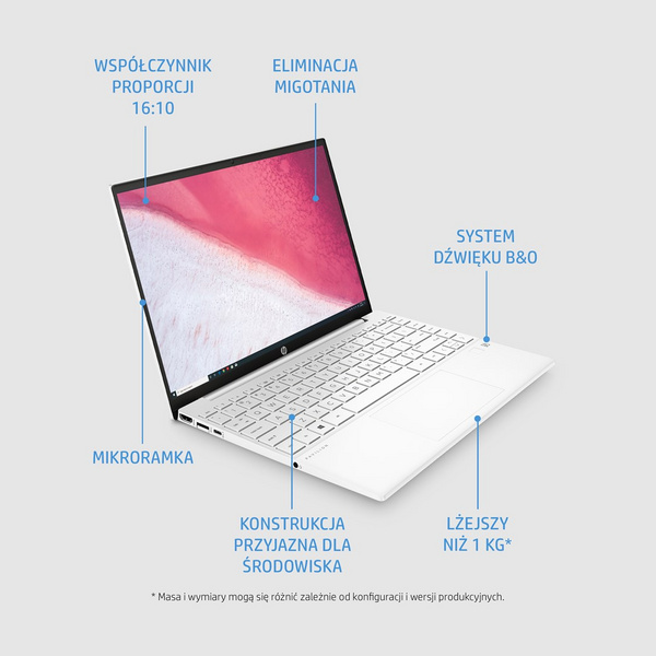 Laptop HP Pavilion Aero 13-be0244nw, 13.3", 16 GB RAM, 512 GB SSD, Ryzen7, AMD Radeon Graphics, i bardhë