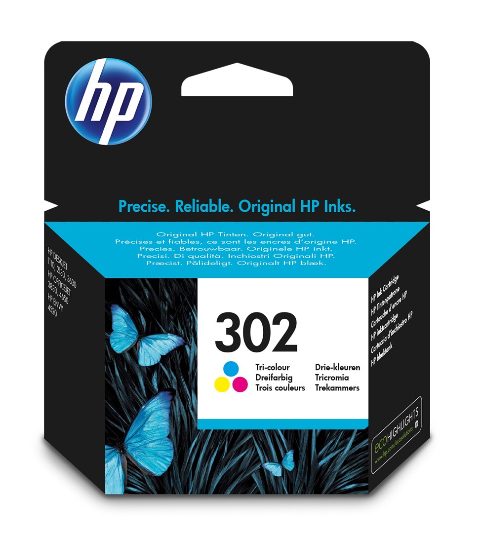 Ngjyrë për printer HP 302, 4 ml, e kaltër / vjollcë /  e verdhë