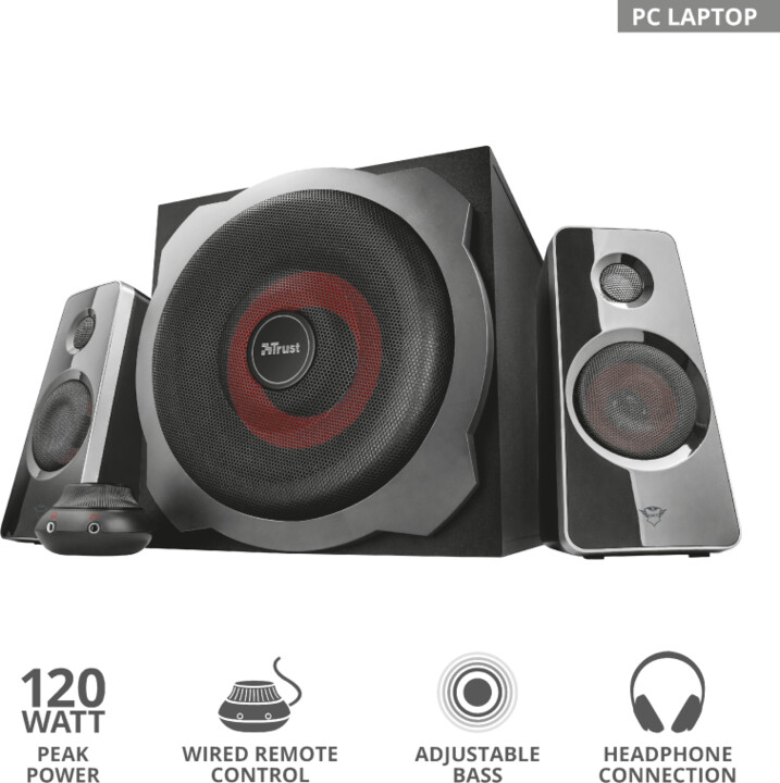 Set altoparlantësh Trust GXT 38 2.1, i zi