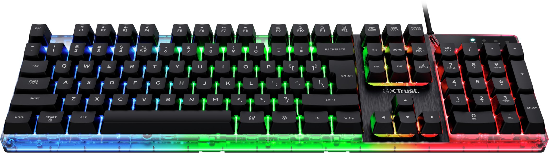 Tastierë gaming Trust GXT 835 Azor, layout anglisht, LED RGB, e zezë