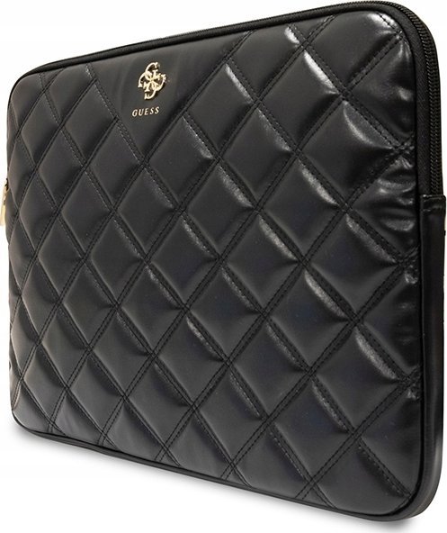 Mbështjellëse laptopi Guess Sleeve Quilted 4G, deri 16", lëkurë ekologjike, e zezë