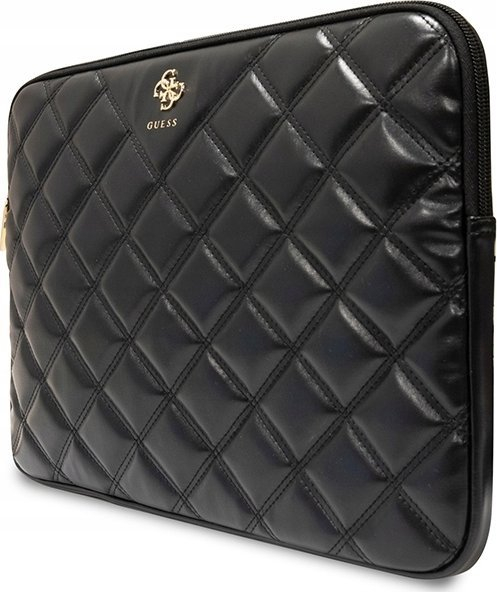Mbështjellëse laptopi Guess Sleeve Quilted 4G, deri 16", lëkurë ekologjike, e zezë