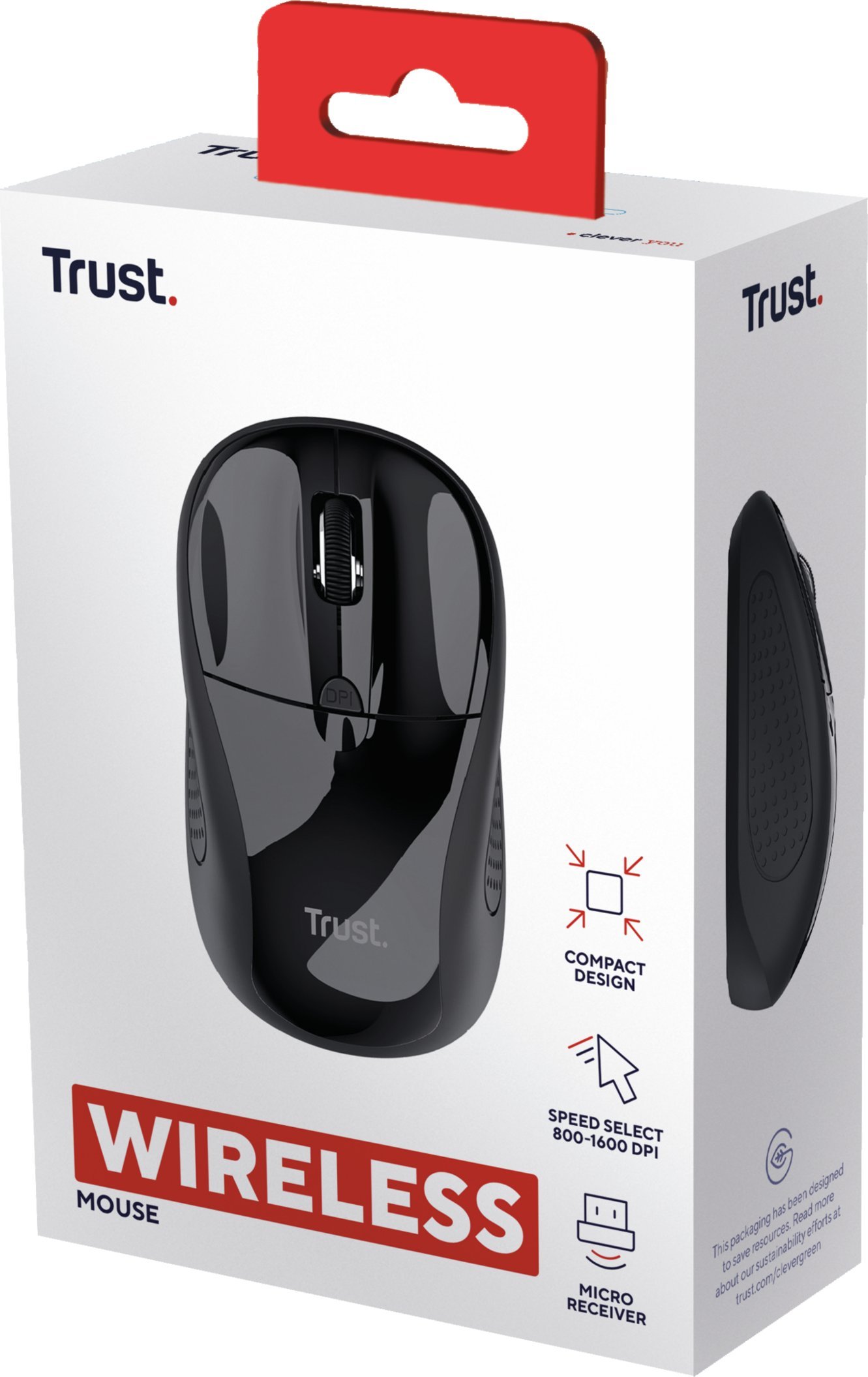 Безжичен глушец Trust Basics, 1600 DPI, USB, црн