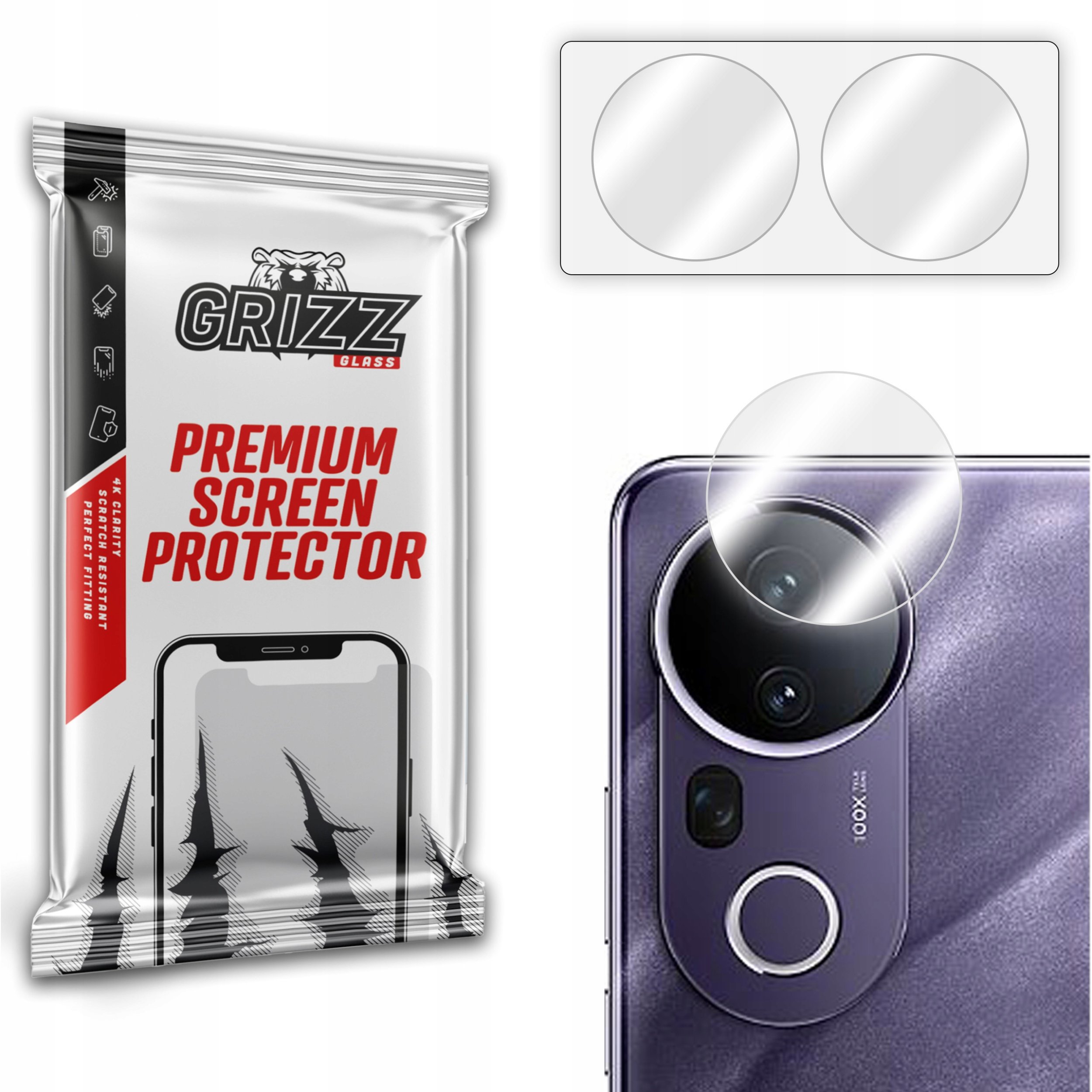 Xham mbrojtës kamerë Grizz HybridGlass për Vivo S20 Pro, 2 copë, transparent