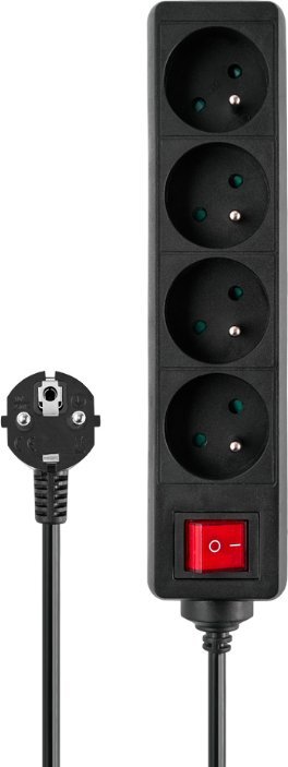 Електричен продолжен кабел Savio LZ-14, 4 излези, 3 m, црн