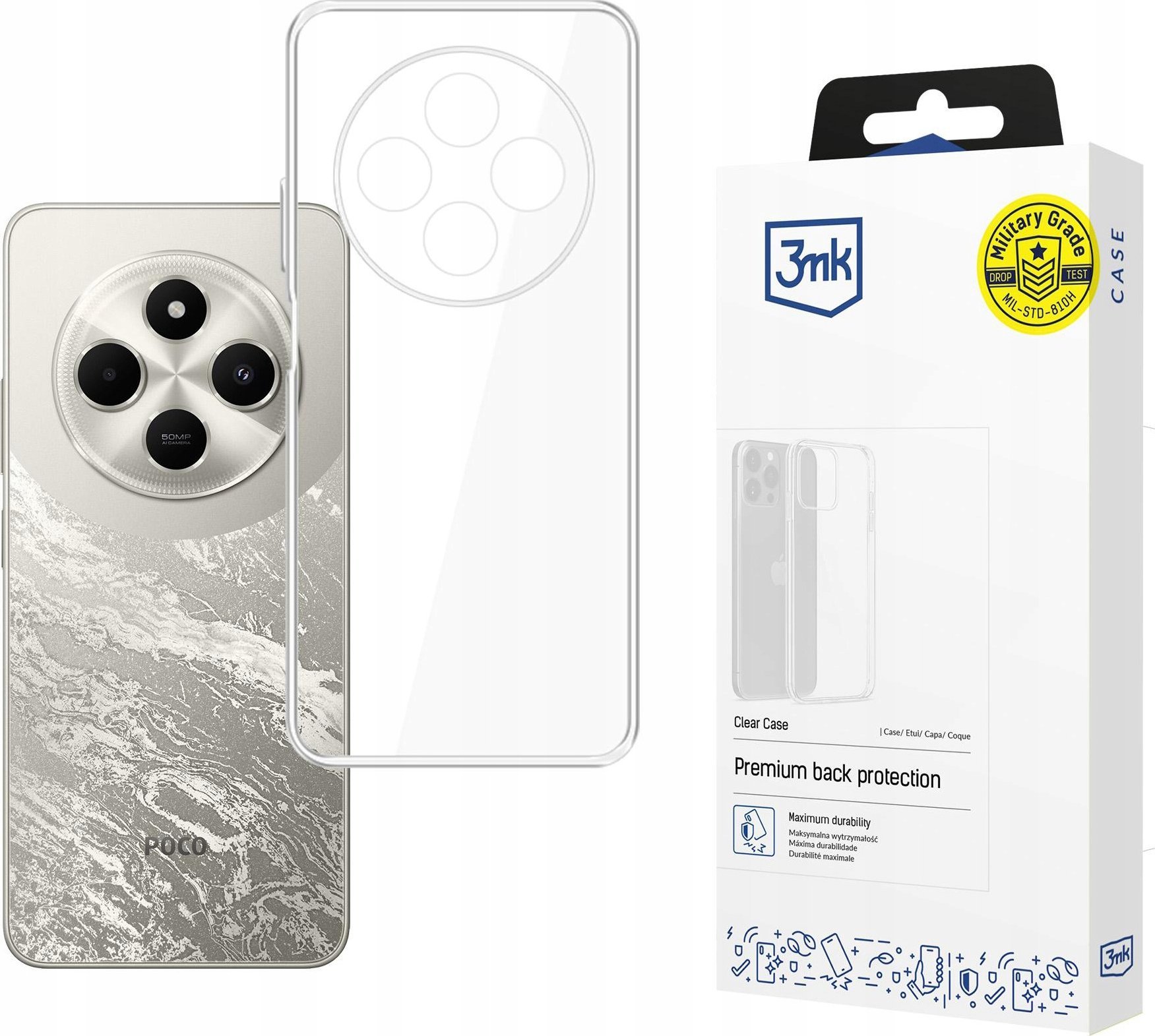 Kapak telefoni 3MK Clear Case për Xiaomi Poco C75, plastikë transparente, ultra i hollë, transparent