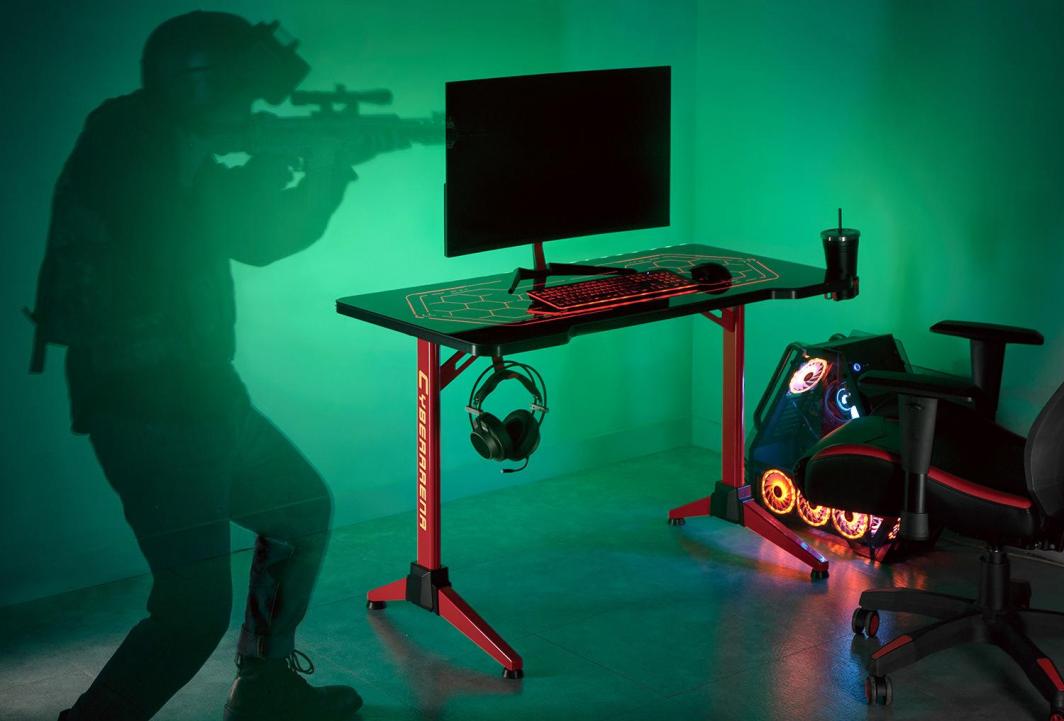 Tavolinë gaming Maclean RS163, 120 x 60 cm, LED RGB, e zezë